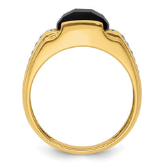 14k 1/8 carat Lab Grown Diamond VS/SI+ G+ and Onyx Complete Men's Ring