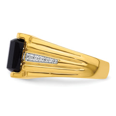 14k 1/8 carat Lab Grown Diamond VS/SI+ G+ and Onyx Complete Men's Ring