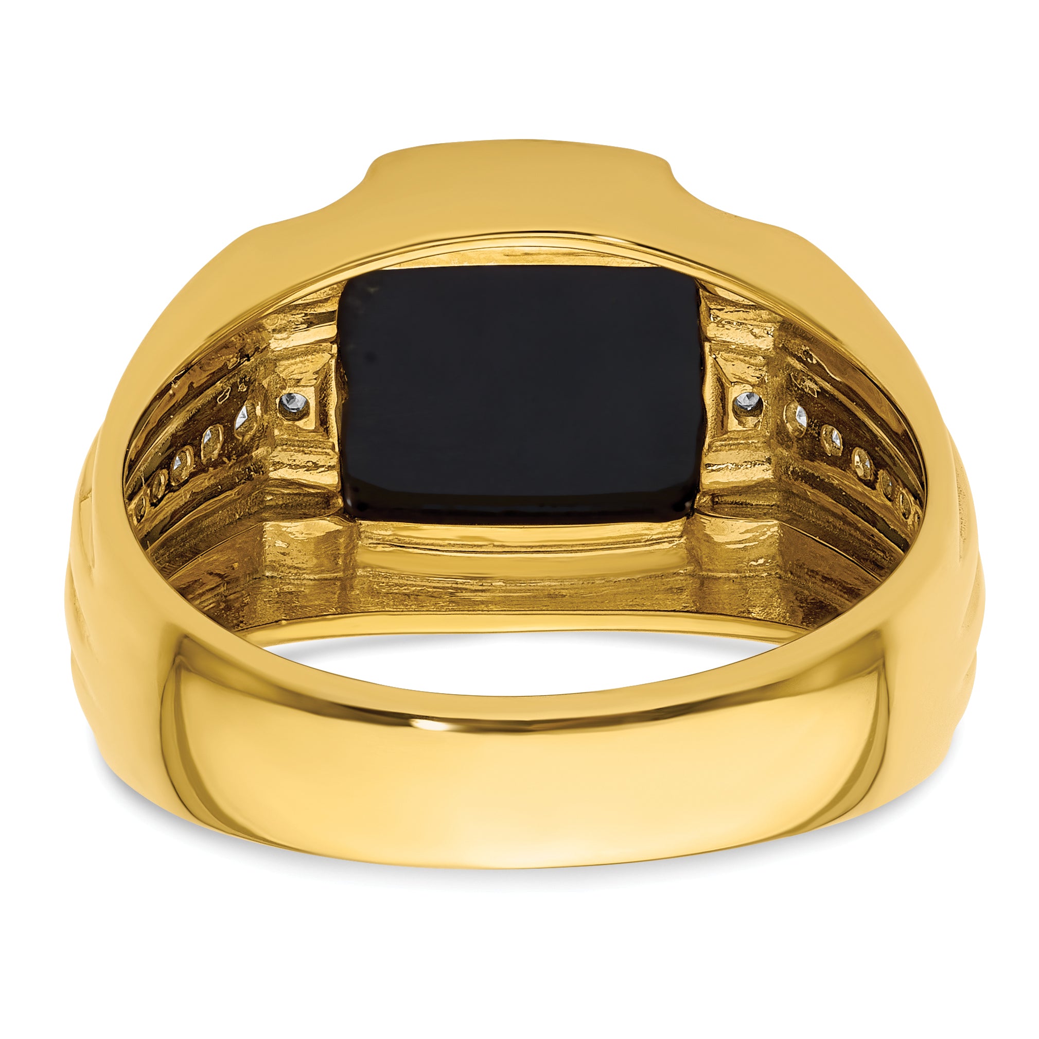 14k 1/8 carat Lab Grown Diamond VS/SI+ G+ and Onyx Complete Men's Ring