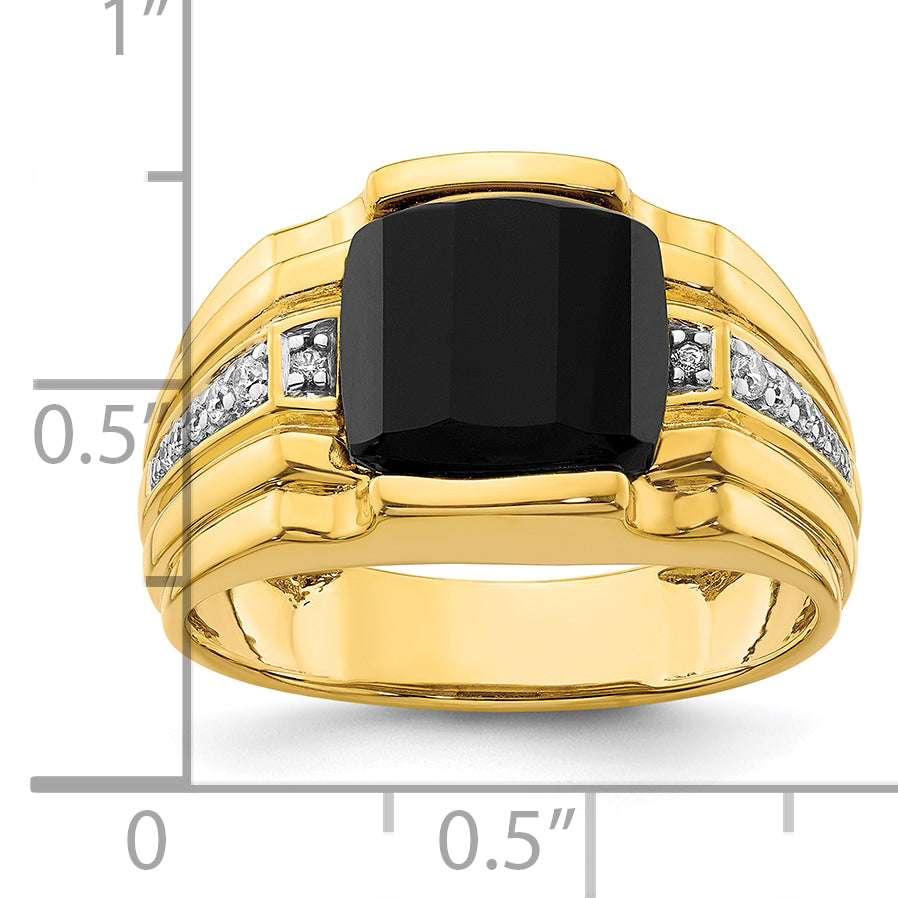14k 1/8 carat Lab Grown Diamond VS/SI+ G+ and Onyx Complete Men's Ring - Sophia Jewelers