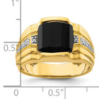 14k 1/8 carat Lab Grown Diamond VS/SI+ G+ and Onyx Complete Men's Ring - Sophia Jewelers