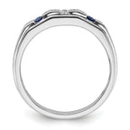 14k White Gold 1/5 carat Lab Grown Diamond VS/SI+ G+ and Lab Created Blue Sapphire Complete Men's Ring