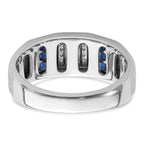 14k White Gold 1/5 carat Lab Grown Diamond VS/SI+ G+ and Lab Created Blue Sapphire Complete Men's Ring