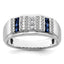 14k White Gold 1/5 carat Lab Grown Diamond VS/SI+ G+ and Lab Created Blue Sapphire Complete Men's Ring