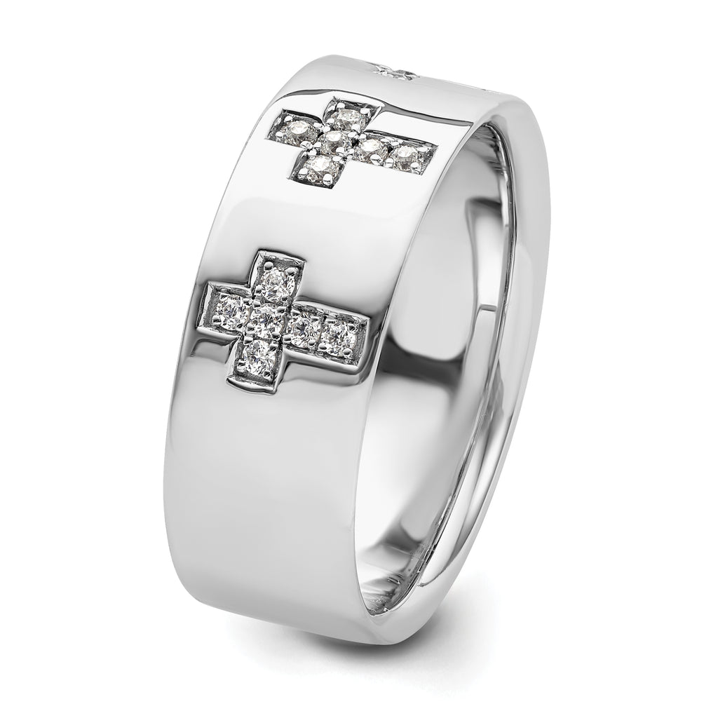 14k White Gold 1/5 carat Lab Grown Diamond VS/SI+ G+ Complete Cross Men's Ring