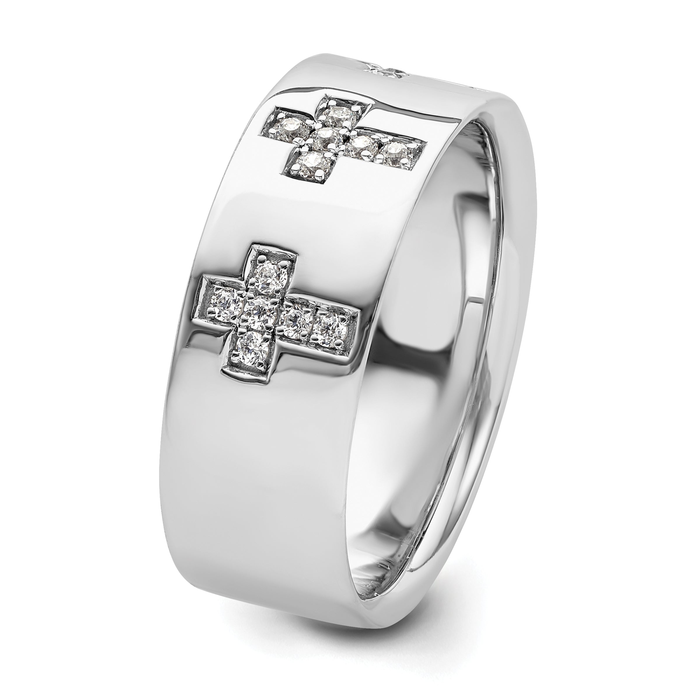 14k White Gold 1/5 carat Lab Grown Diamond VS/SI+ G+ Complete Cross Men's Ring