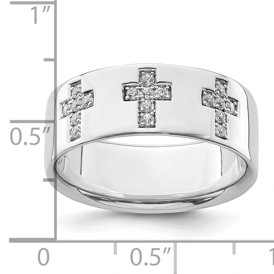 14k White Gold 1/5 carat Lab Grown Diamond VS/SI+ G+ Complete Cross Men's Ring
