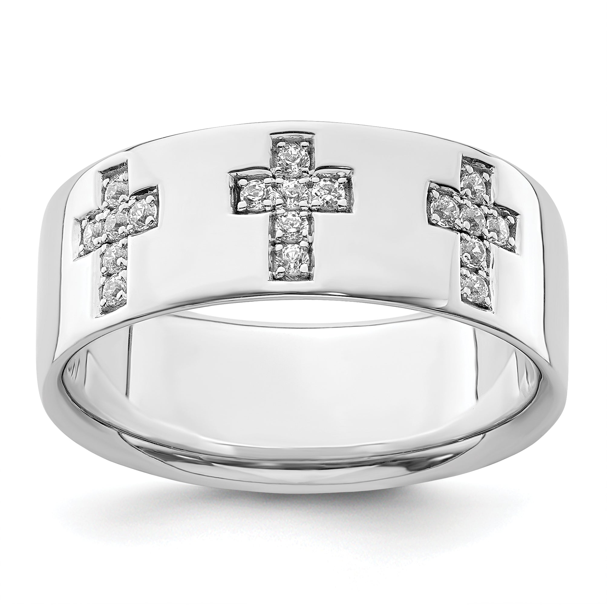 14k White Gold 1/5 carat Lab Grown Diamond VS/SI+ G+ Complete Cross Men's Ring Main image