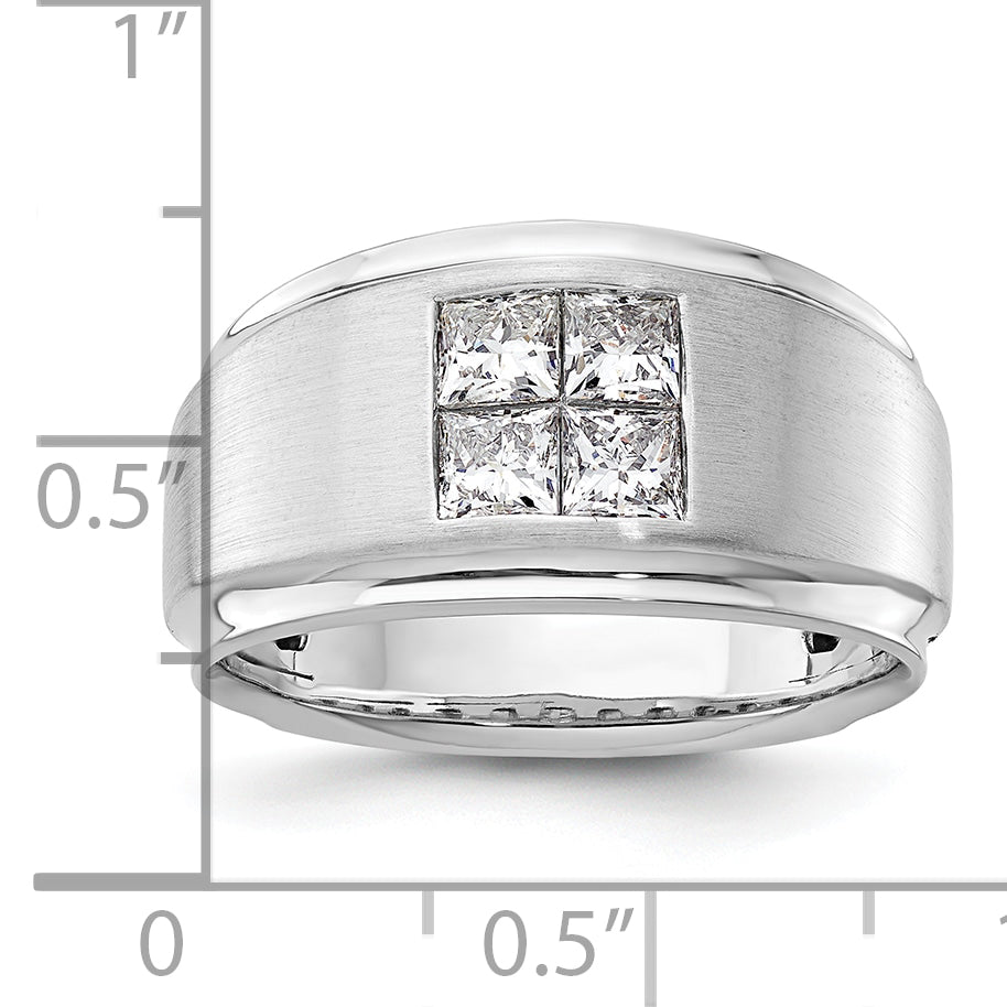 14k White Gold 7/8 carat Lab Grown Diamond VS/SI+ G+ Complete Men's Ring