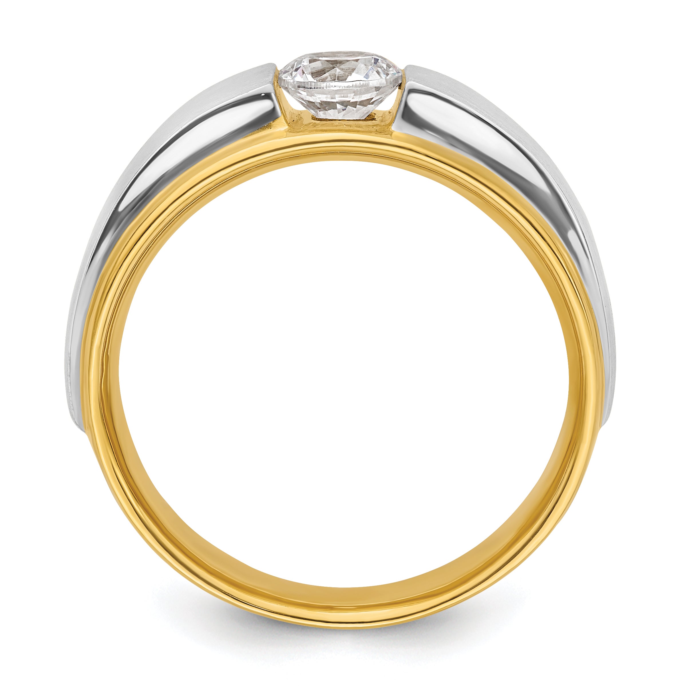 14k Two-tone 3/4 carat Lab Grown Diamond VS/SI+ G+ Complete Satin Men's Ring Secondary image