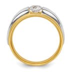 14k Two-tone 3/4 carat Lab Grown Diamond VS/SI+ G+ Complete Satin Men's Ring