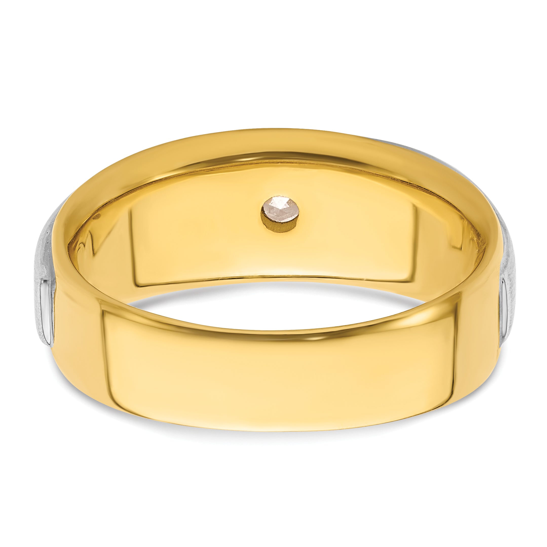 14k Two-tone 3/4 carat Lab Grown Diamond VS/SI+ G+ Complete Satin Men's Ring