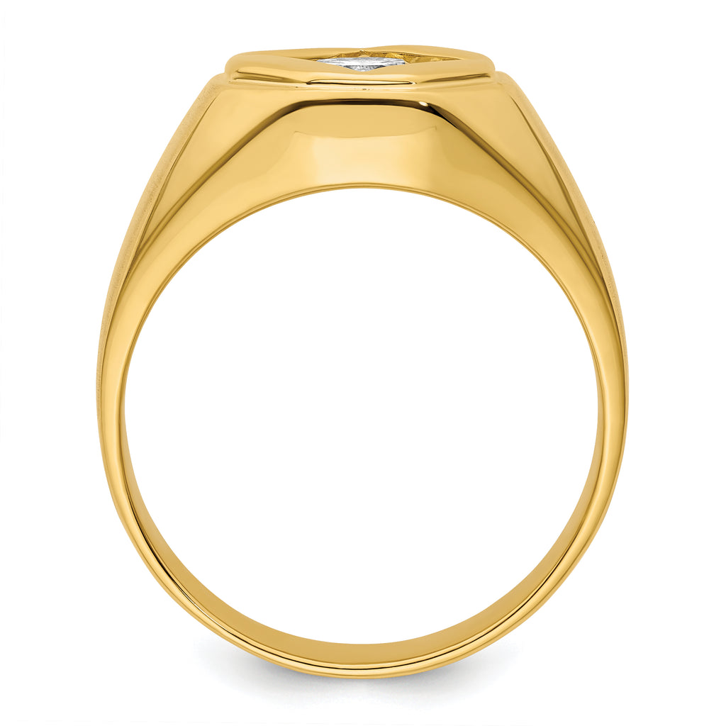 14k 1 carat Lab Grown Diamond VS/SI+ G+ Complete Polished and Satin Men's Ring