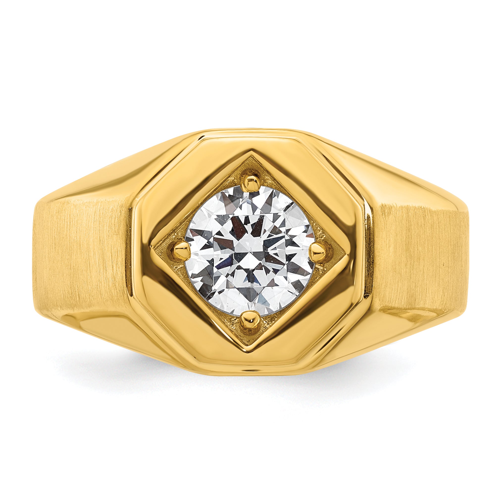 14k 1 carat Lab Grown Diamond VS/SI+ G+ Complete Polished and Satin Men's Ring