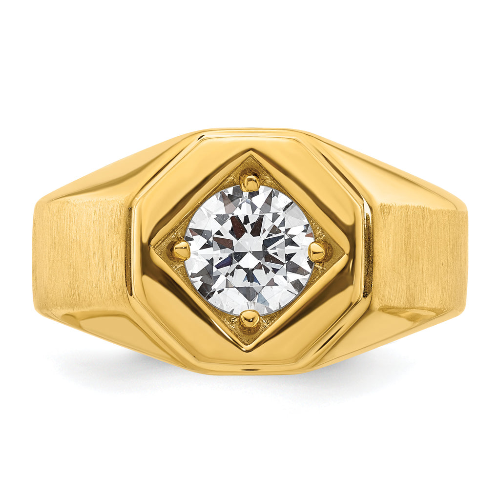 14k 1 carat Lab Grown Diamond VS/SI+ G+ Complete Polished and Satin Men's Ring