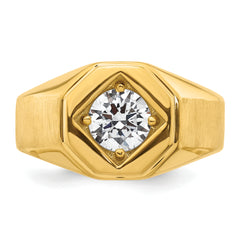14k 1 carat Lab Grown Diamond VS/SI+ G+ Complete Polished and Satin Men's Ring
