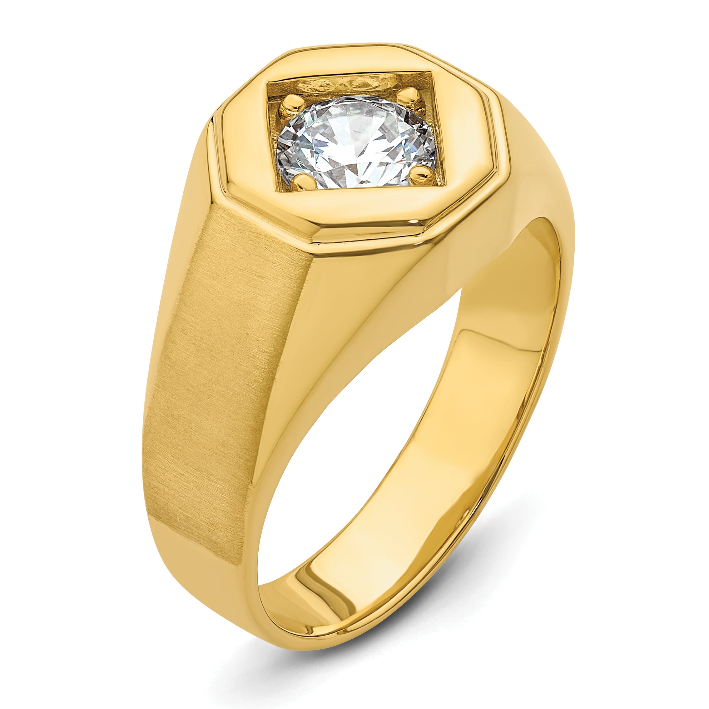 14k 1 carat Lab Grown Diamond VS/SI+ G+ Complete Polished and Satin Men's Ring