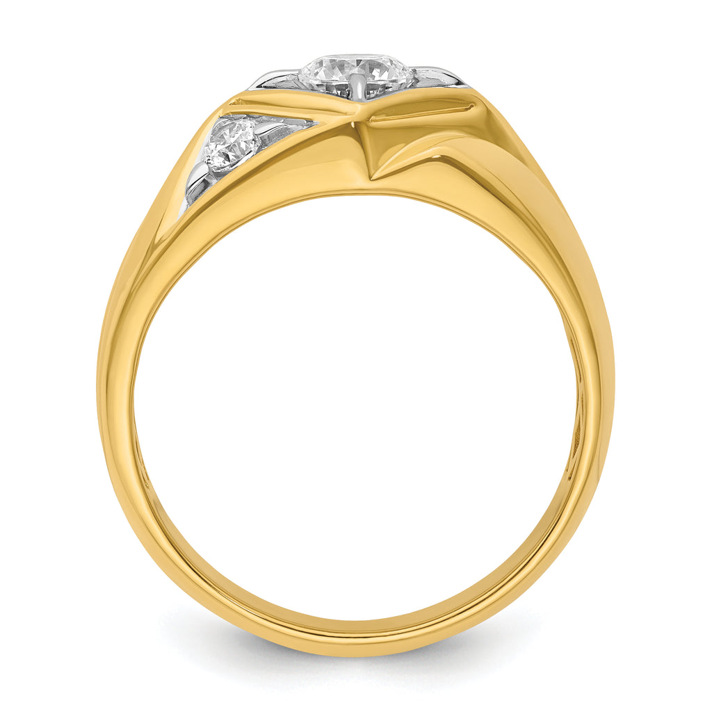 14k with White Rhodium 3/4 carat Lab Grown Diamond VS/SI+ G+ Complete Polished and Satin Men's Ring
