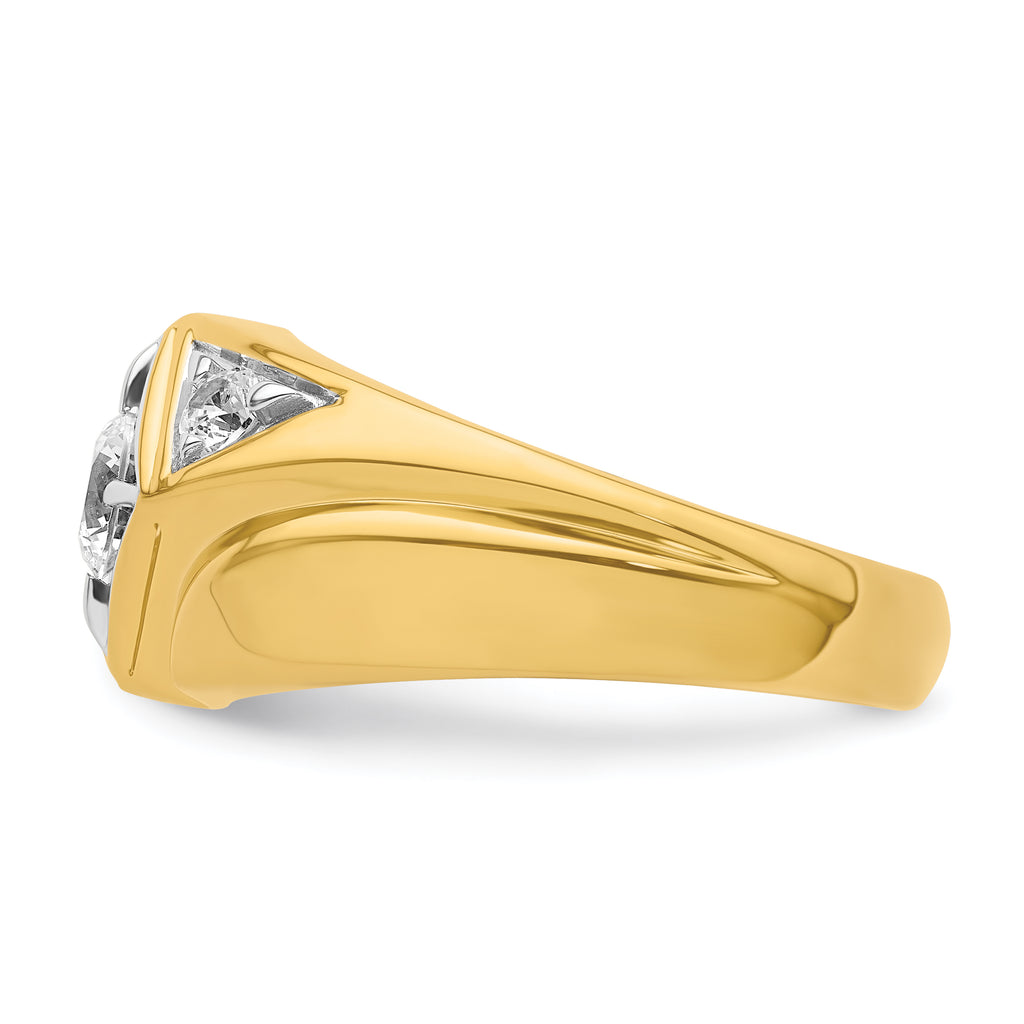 14k with White Rhodium 3/4 carat Lab Grown Diamond VS/SI+ G+ Complete Polished and Satin Men's Ring