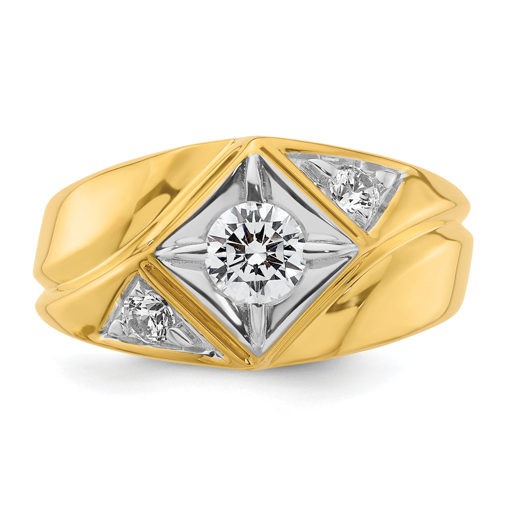 14k with White Rhodium 3/4 carat Lab Grown Diamond VS/SI+ G+ Complete Polished and Satin Men's Ring