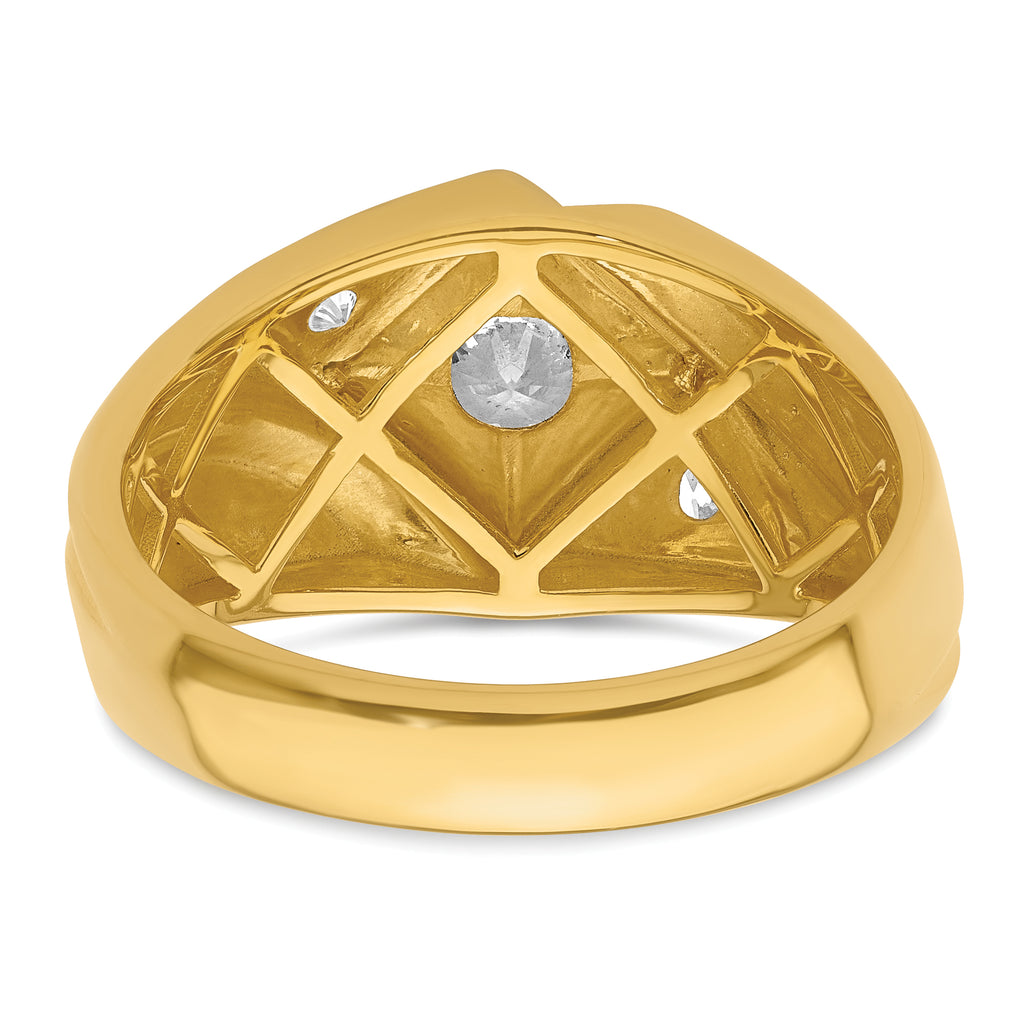 14k with White Rhodium 3/4 carat Lab Grown Diamond VS/SI+ G+ Complete Polished and Satin Men's Ring