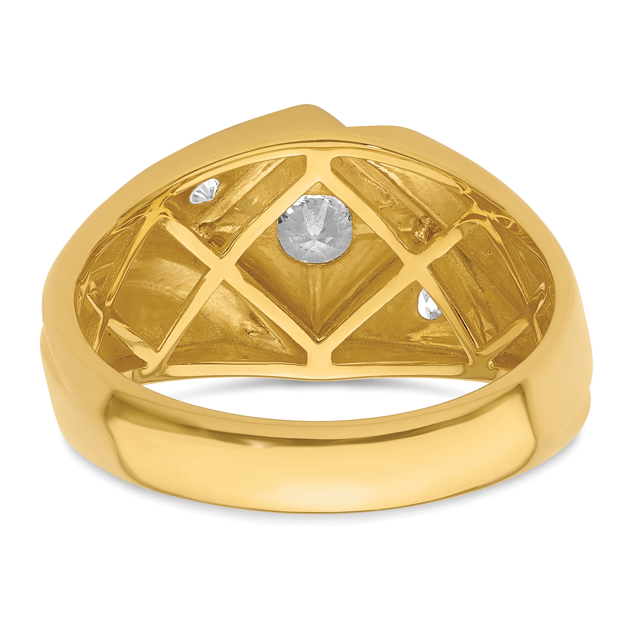 14k with White Rhodium 3/4 carat Lab Grown Diamond VS/SI+ G+ Complete Polished and Satin Men's Ring
