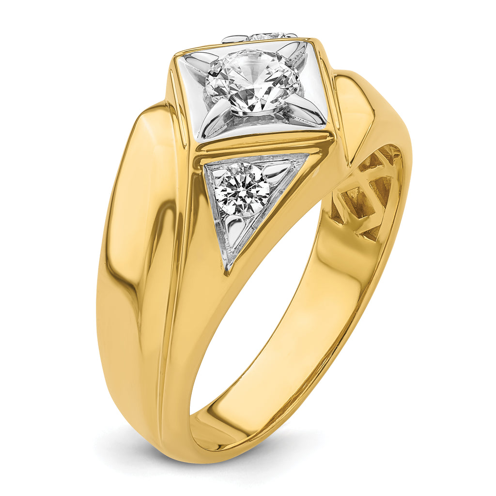 14k with White Rhodium 3/4 carat Lab Grown Diamond VS/SI+ G+ Complete Polished and Satin Men's Ring