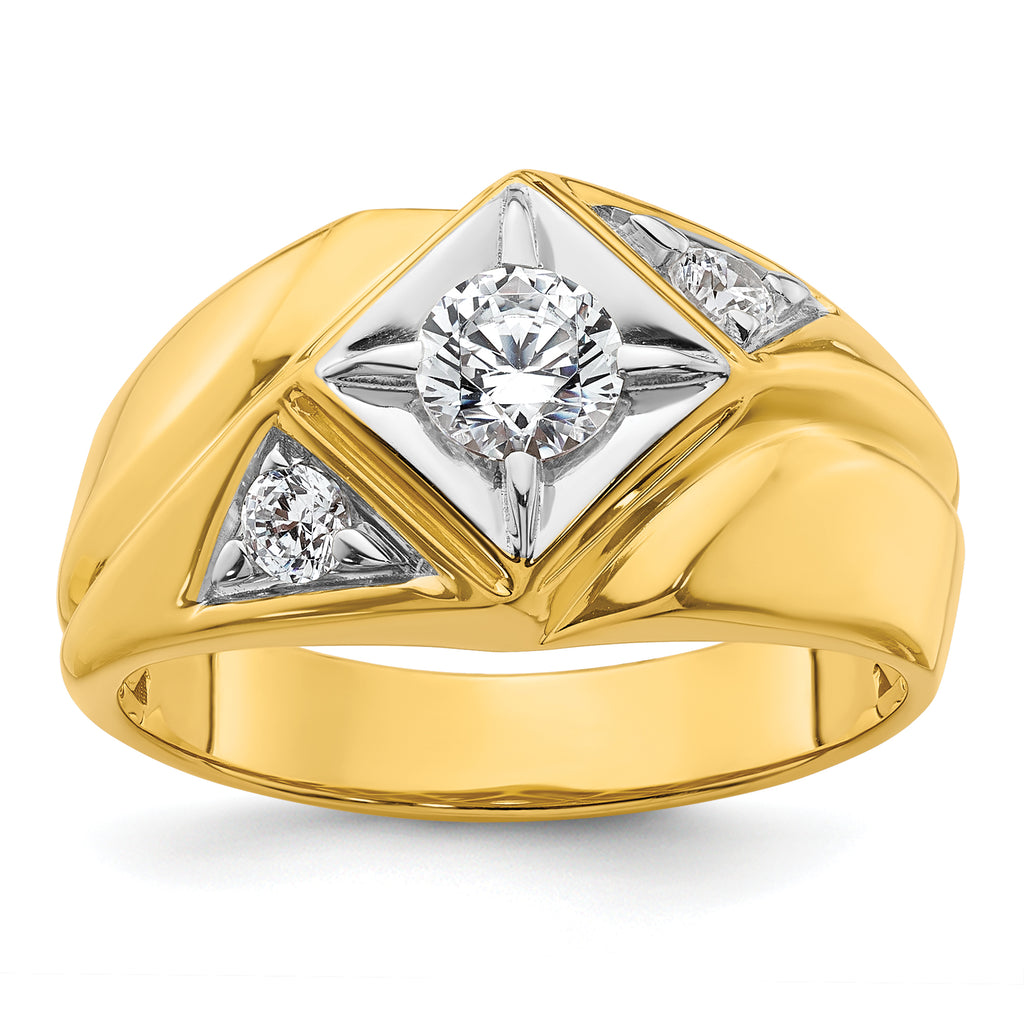 14k with White Rhodium 3/4 carat Lab Grown Diamond VS/SI+ G+ Complete Polished and Satin Men's Ring