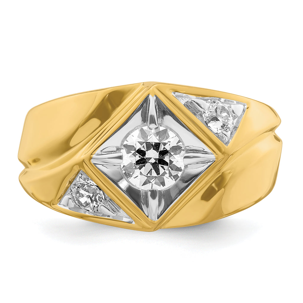 14k with White Rhodium 7/8 carat Lab Grown Diamond VS/SI+ G+ Complete Polished and Satin Men's Ring