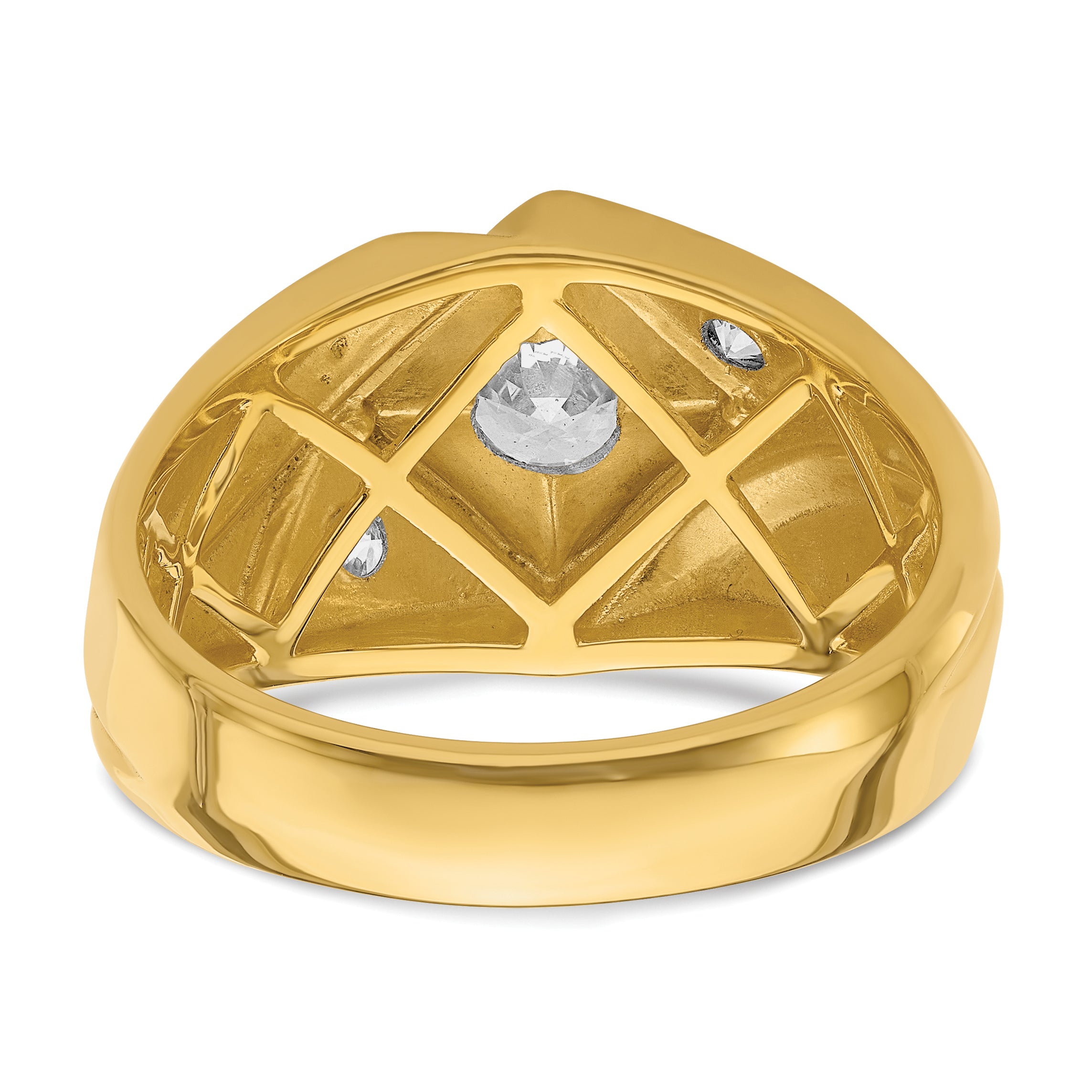 14k with White Rhodium 7/8 carat Lab Grown Diamond VS/SI+ G+ Complete Polished and Satin Men's Ring