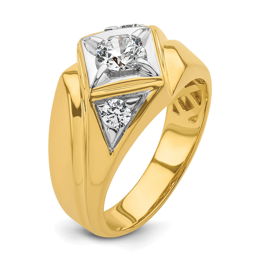 14k with White Rhodium 7/8 carat Lab Grown Diamond VS/SI+ G+ Complete Polished and Satin Men's Ring