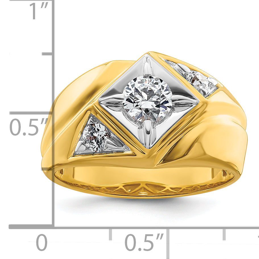 14k with White Rhodium 7/8 carat Lab Grown Diamond VS/SI+ G+ Complete Polished and Satin Men's Ring