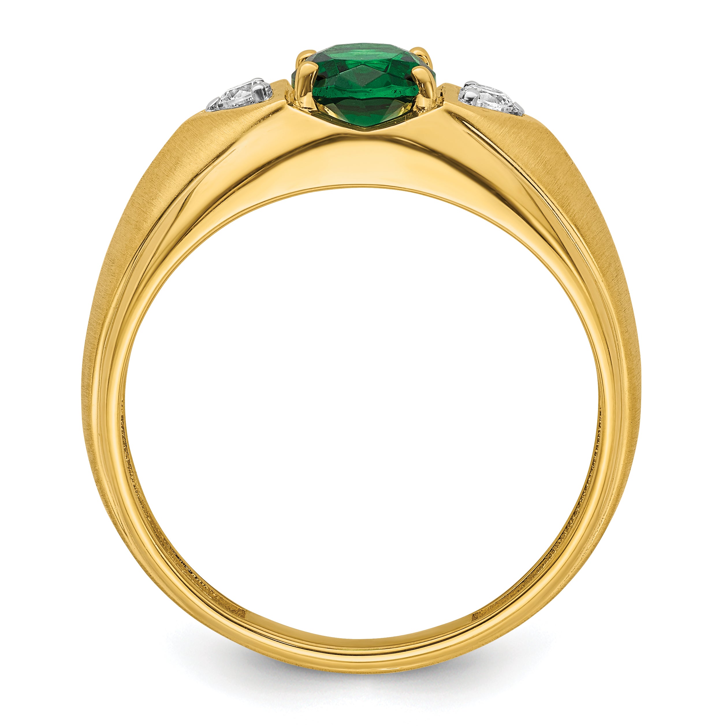 14k 1/10 carat Lab Grown Diamond VS/SI+ G+ and Created Emerald Complete Men's Ring
