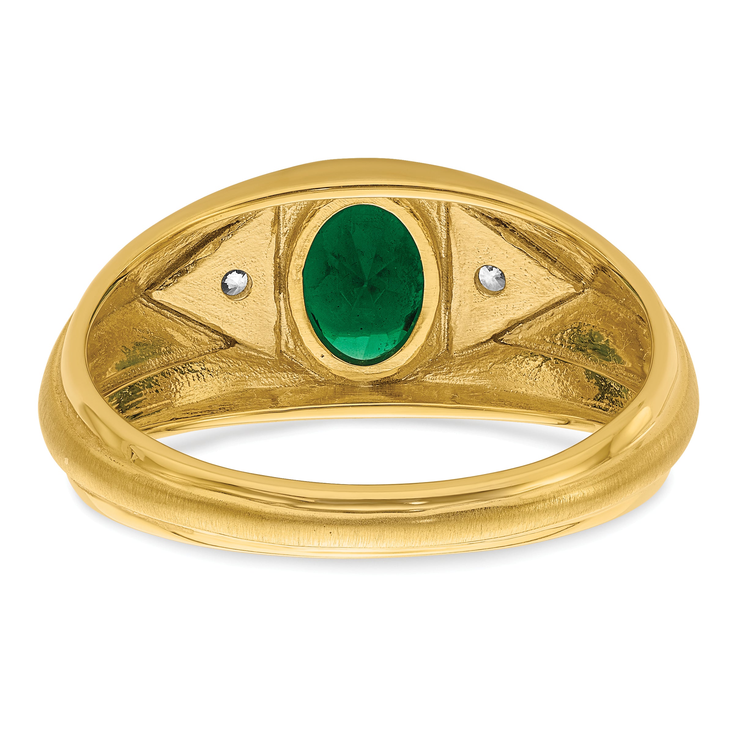 14k 1/10 carat Lab Grown Diamond VS/SI+ G+ and Created Emerald Complete Men's Ring