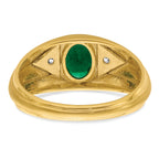14k 1/10 carat Lab Grown Diamond VS/SI+ G+ and Created Emerald Complete Men's Ring