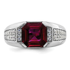 14k White Gold 5/8 carat Lab Grown Diamond VS/SI+ G+ and Created Ruby Complete Men's Ring