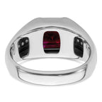 14k White Gold 5/8 carat Lab Grown Diamond VS/SI+ G+ and Created Ruby Complete Men's Ring