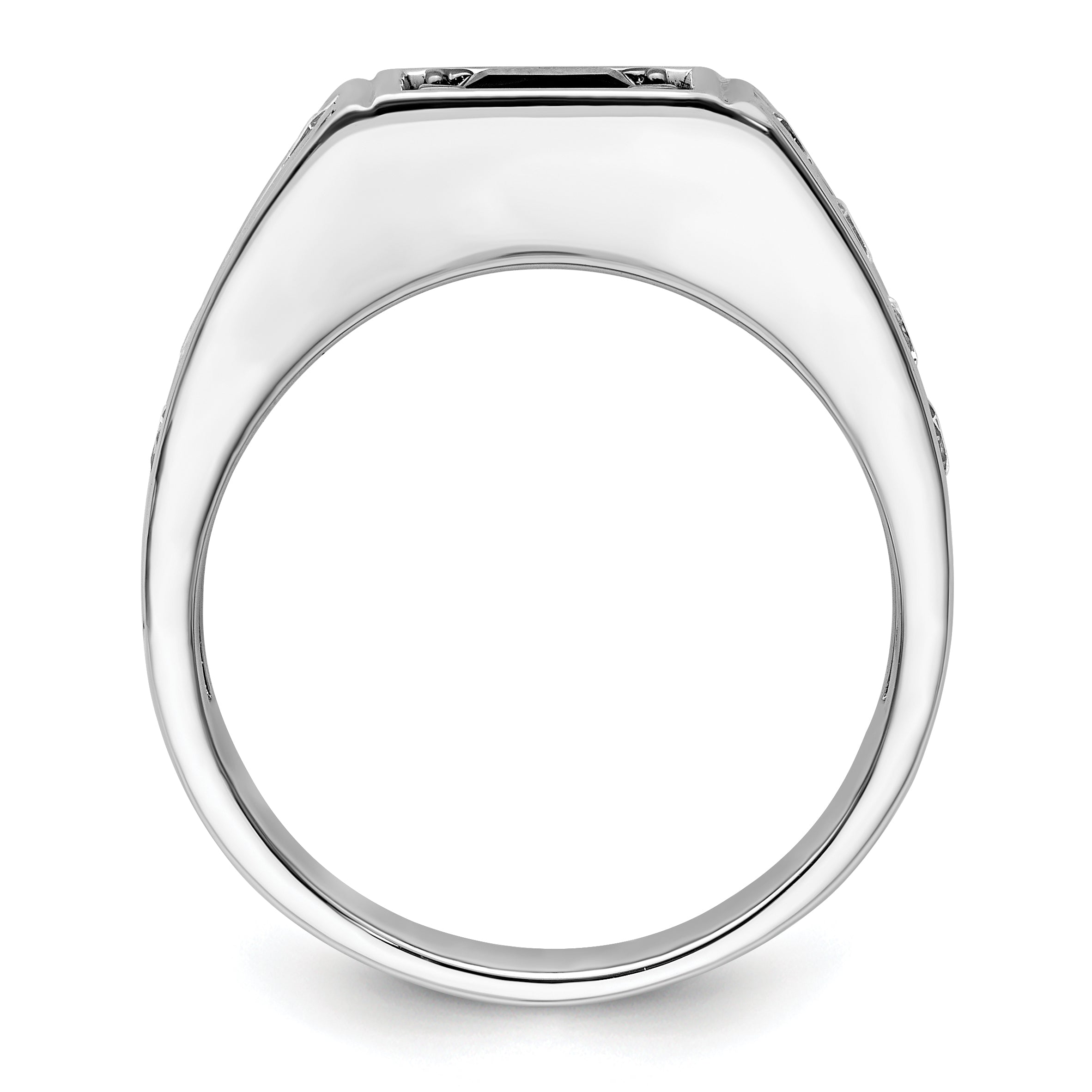 14k White Gold Black Rhodium 7/8 carat Lab Grown Diamond VS/SI+ G+ and Onyx Complete Men's Ring