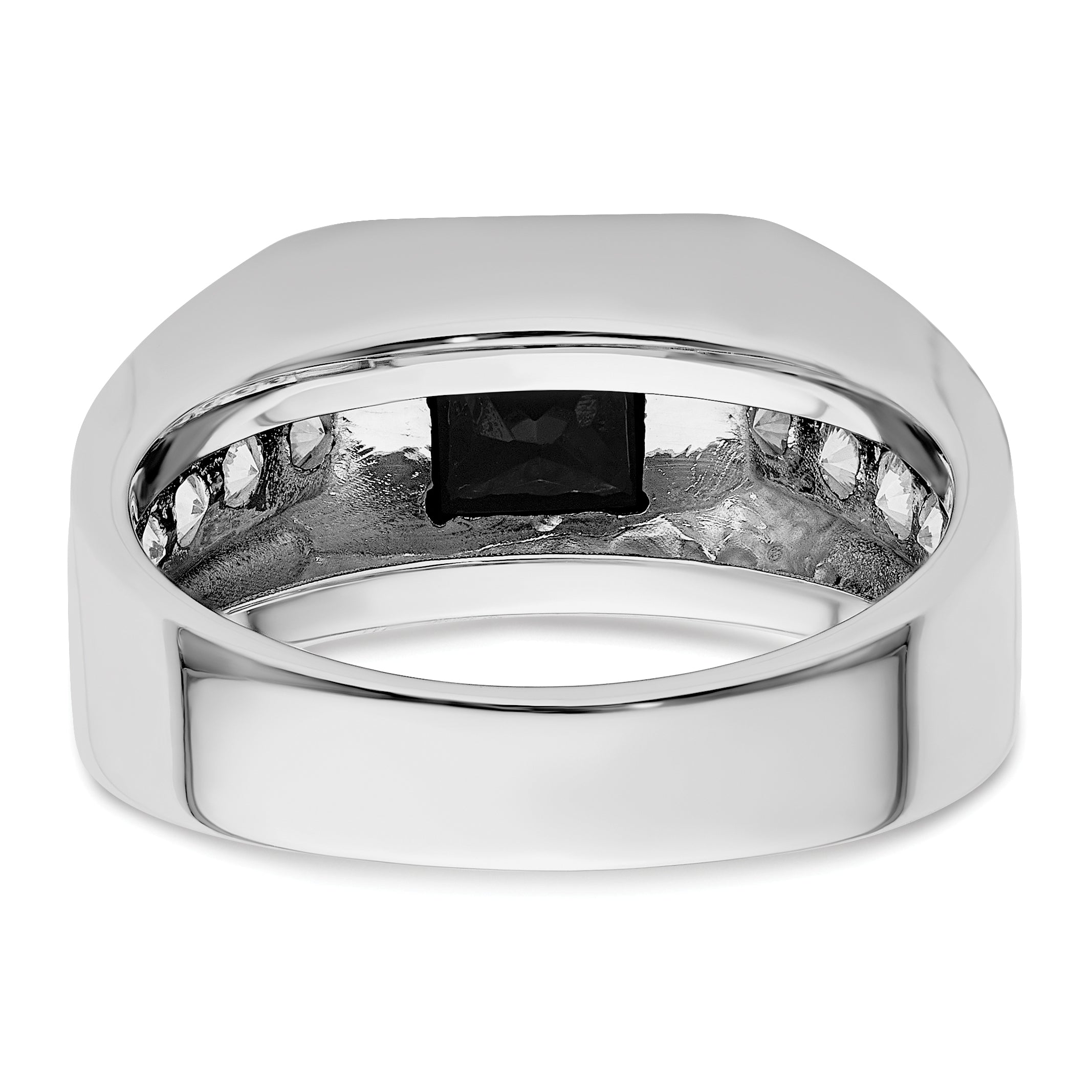 14k White Gold Black Rhodium 7/8 carat Lab Grown Diamond VS/SI+ G+ and Onyx Complete Men's Ring