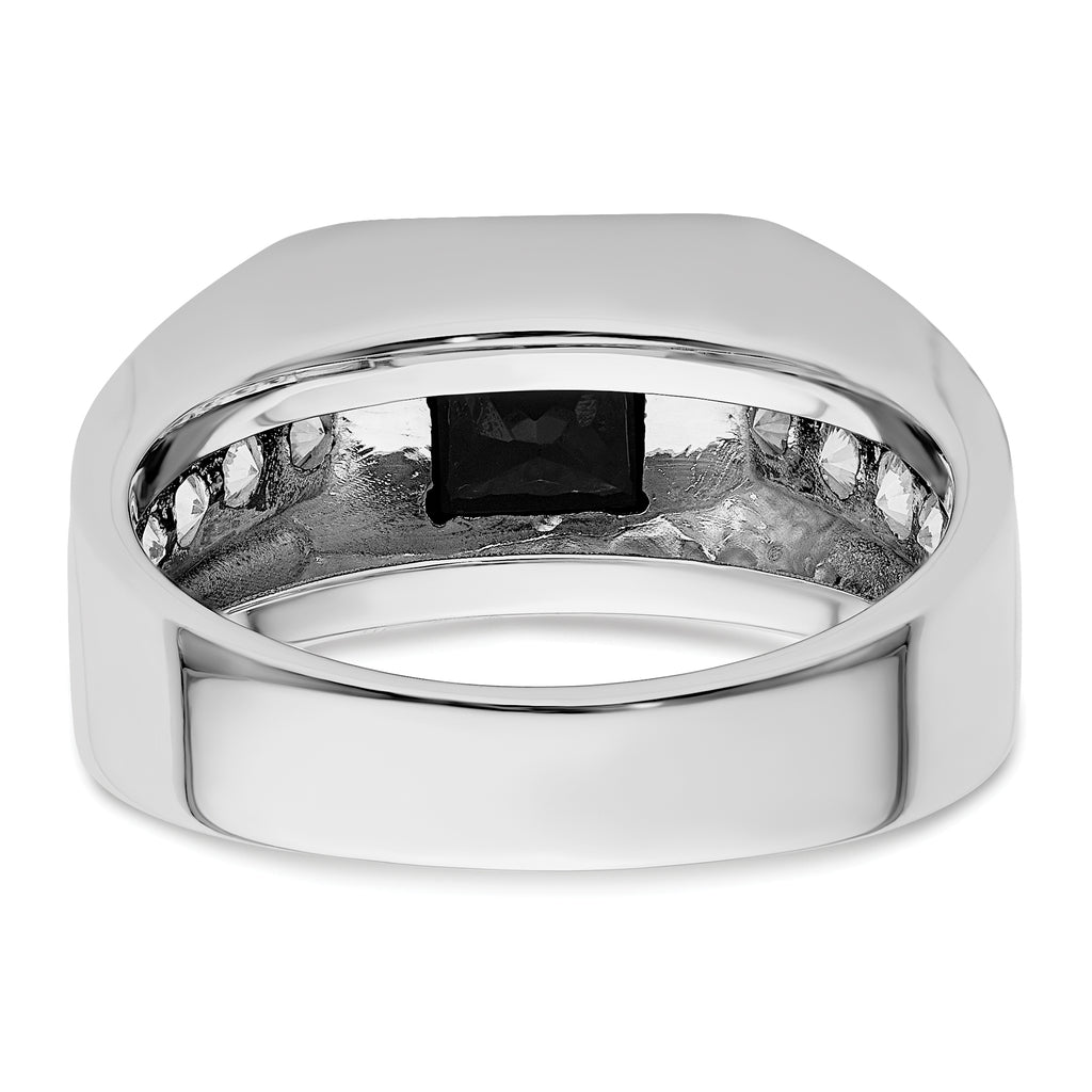 14k White Gold Black Rhodium 7/8 carat Lab Grown Diamond VS/SI+ G+ and Onyx Complete Men's Ring