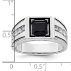 14k White Gold Black Rhodium 7/8 carat Lab Grown Diamond VS/SI+ G+ and Onyx Complete Men's Ring