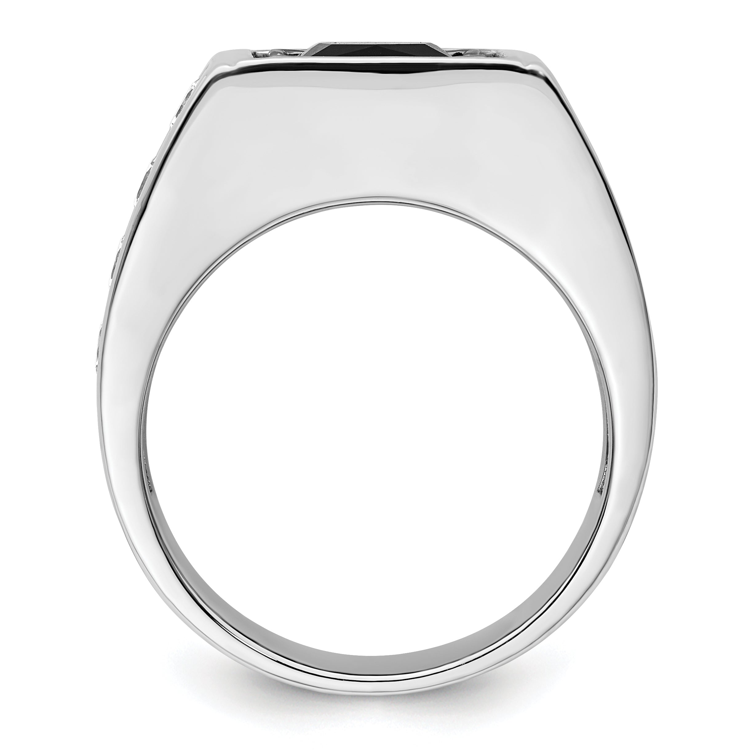 14k White Gold Black Rhodium 1 1/3 carat Lab Grown Diamond VS/SI+ G+ and Onyx Complete Men's Ring