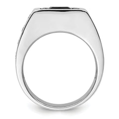 14k White Gold Black Rhodium 1 1/3 carat Lab Grown Diamond VS/SI+ G+ and Onyx Complete Men's Ring