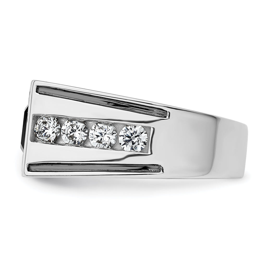 14k White Gold Black Rhodium 1 1/3 carat Lab Grown Diamond VS/SI+ G+ and Onyx Complete Men's Ring