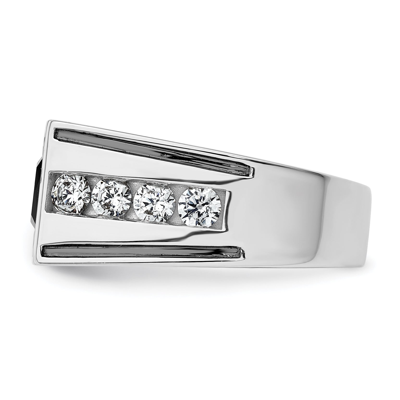 14k White Gold Black Rhodium 1 1/3 carat Lab Grown Diamond VS/SI+ G+ and Onyx Complete Men's Ring