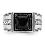 14k White Gold Black Rhodium 1 1/3 carat Lab Grown Diamond VS/SI+ G+ and Onyx Complete Men's Ring