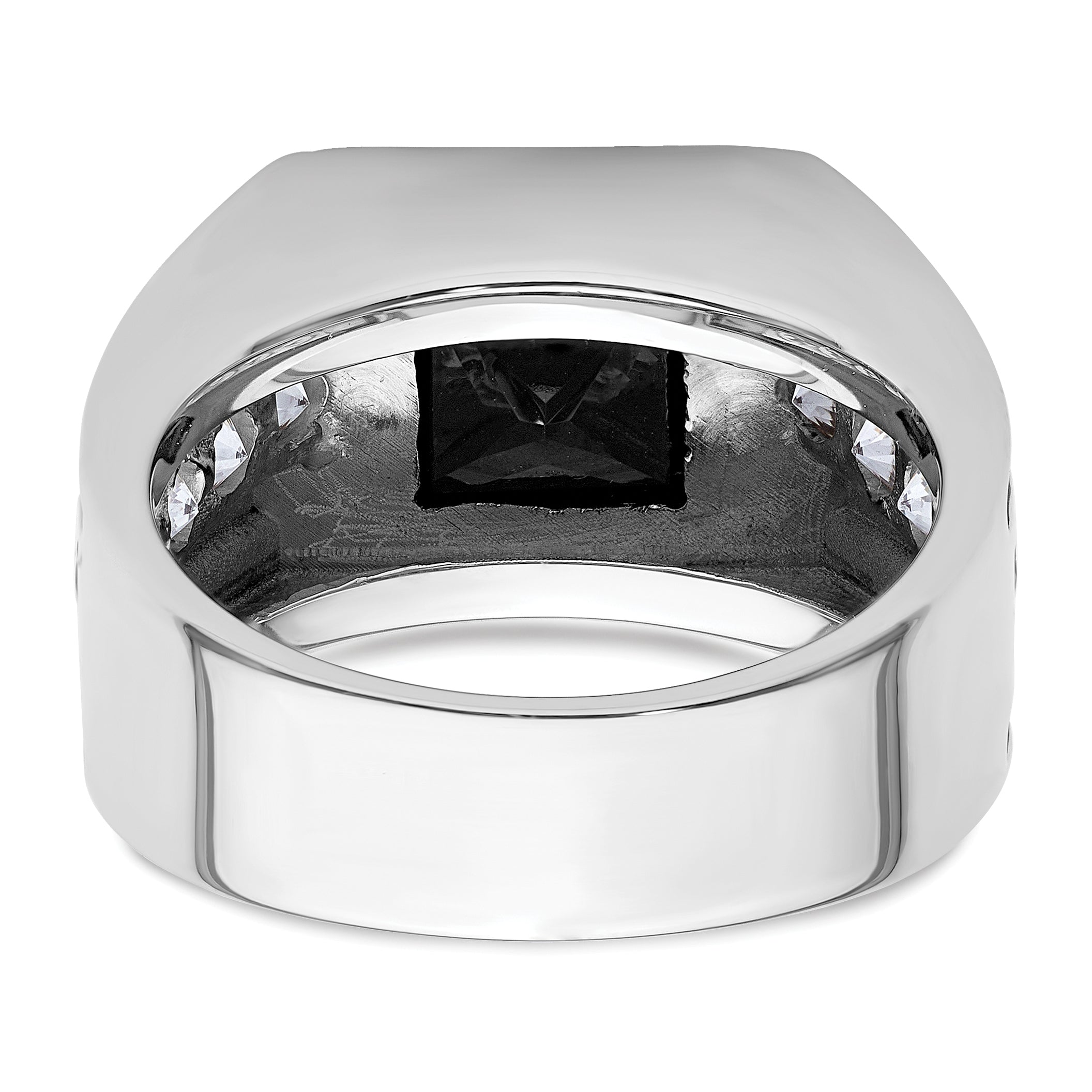 14k White Gold Black Rhodium 1 1/3 carat Lab Grown Diamond VS/SI+ G+ and Onyx Complete Men's Ring
