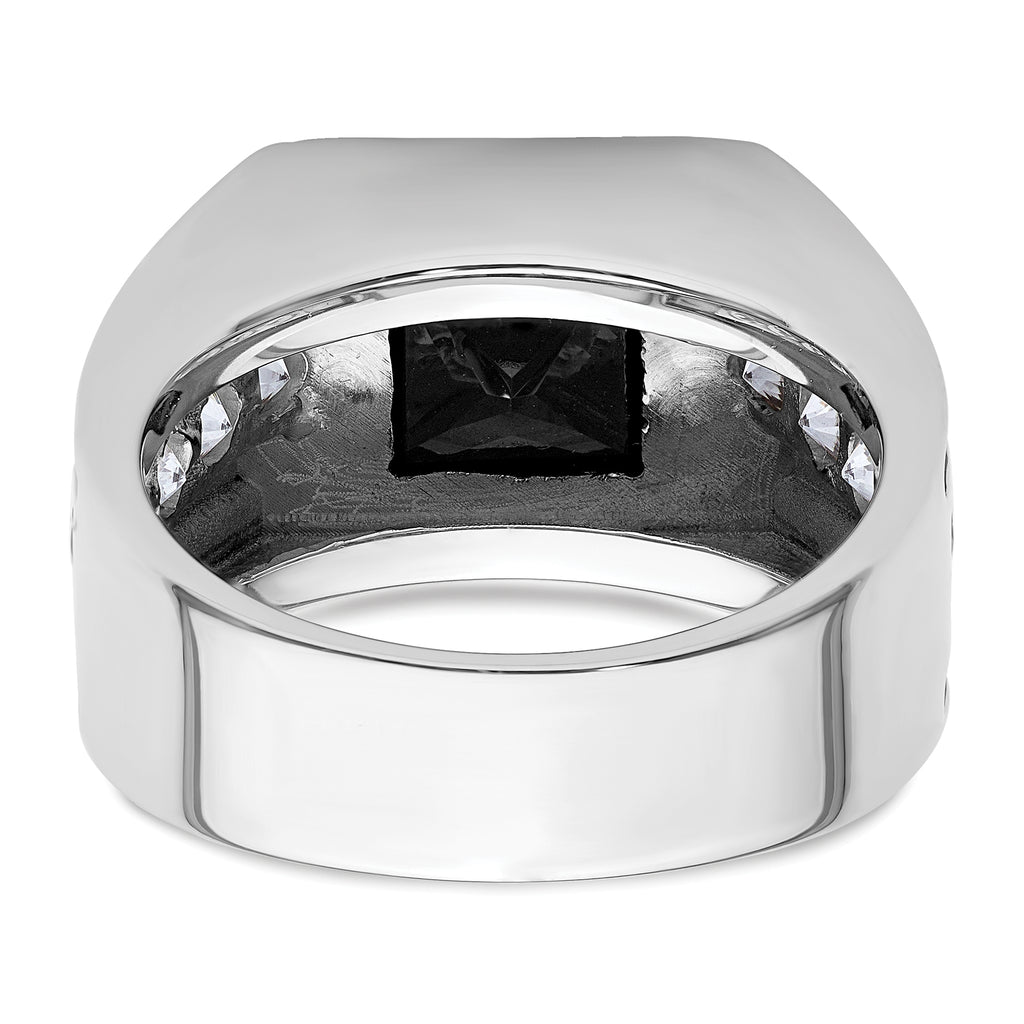 14k White Gold Black Rhodium 1 1/3 carat Lab Grown Diamond VS/SI+ G+ and Onyx Complete Men's Ring