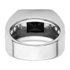 14k White Gold Black Rhodium 1 1/3 carat Lab Grown Diamond VS/SI+ G+ and Onyx Complete Men's Ring