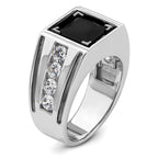 14k White Gold Black Rhodium 1 1/3 carat Lab Grown Diamond VS/SI+ G+ and Onyx Complete Men's Ring